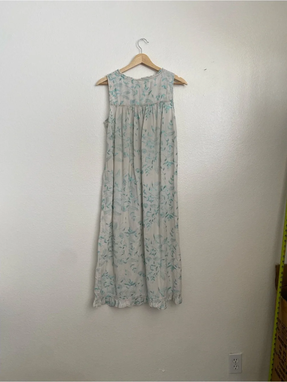Eileen West Blue Floral Embroidered Maxi Nightgown - Button Front - Size S - Picture 5 of 14